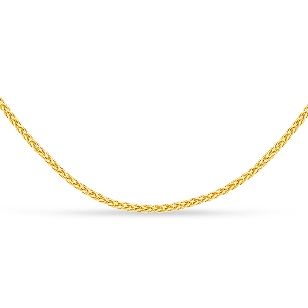 Round Wheat Chain Necklace With Lobster Lock 14k Yellow Gold