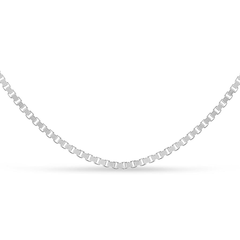 Large Box Chain Necklace With Lobster Lock 14k White Gold
