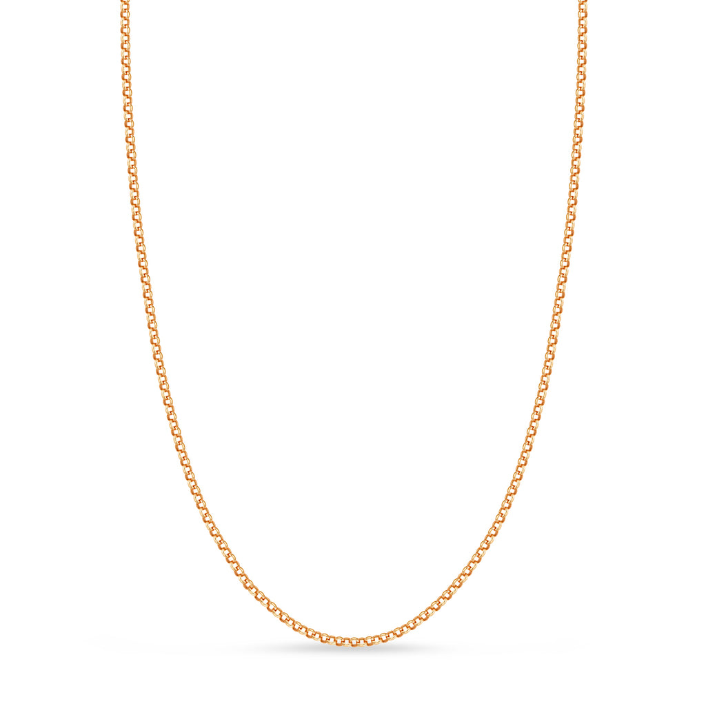 Hollow Rolo Chain Necklace 14k Rose Gold