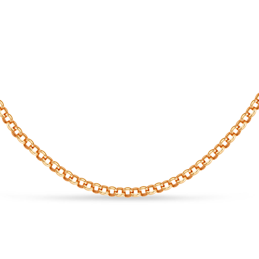 Hollow Rolo Chain Necklace 14k Rose Gold