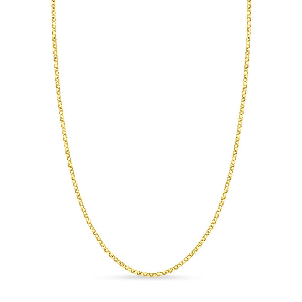 Hollow Rolo Chain Necklace 14k Yellow Gold