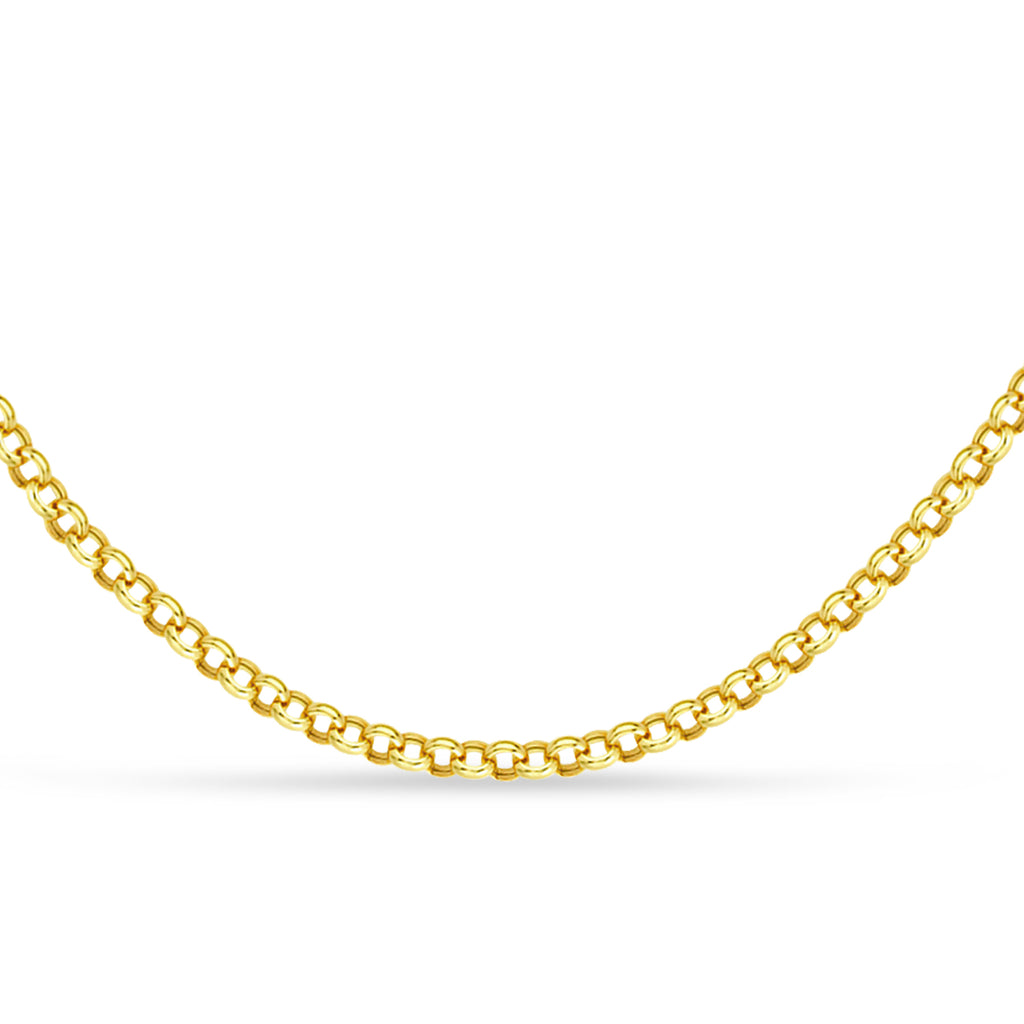 Hollow Rolo Chain Necklace 14k Yellow Gold
