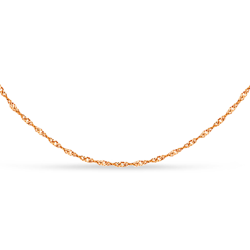 Singapore Chain Necklace With Lobster Lock 14k Rose Gold