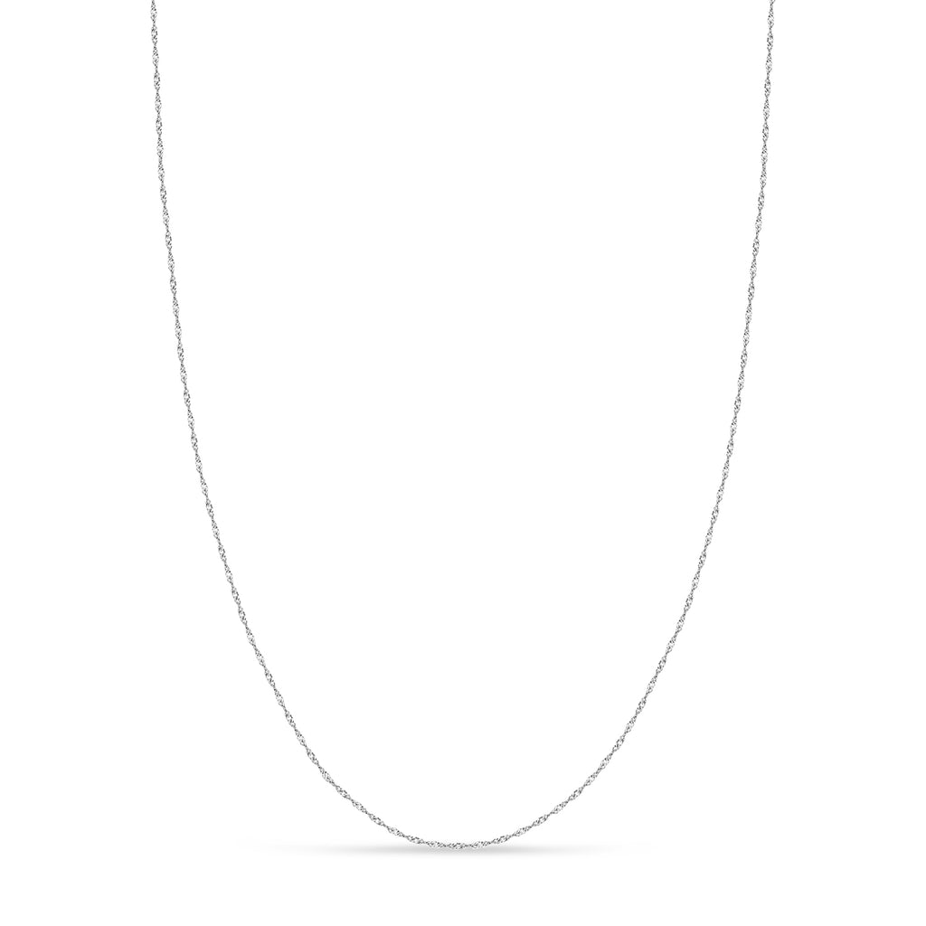Singapore Chain Necklace With Lobster Lock 14k White Gold