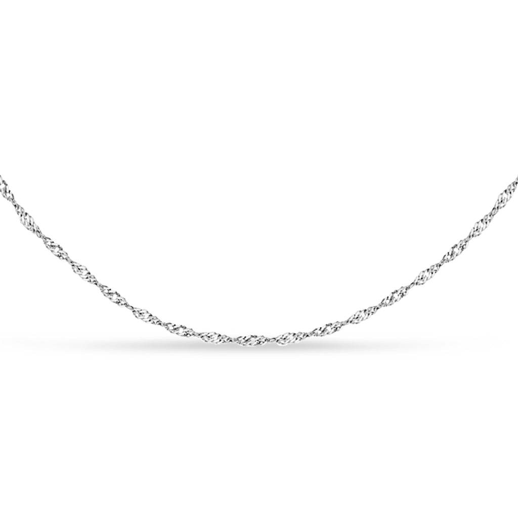 Singapore Chain Necklace With Lobster Lock 14k White Gold