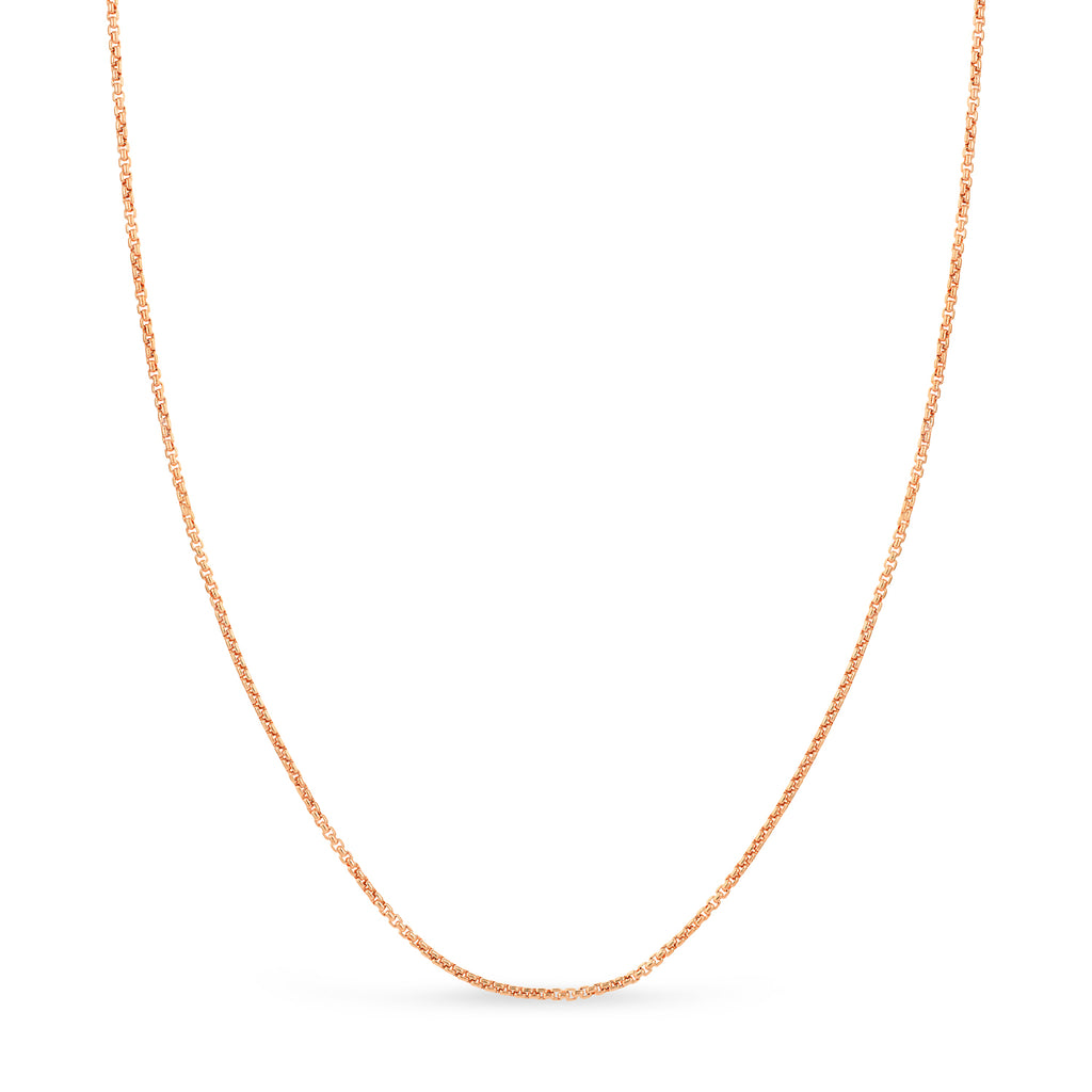 Round Box Chain Necklace 14k Rose Gold