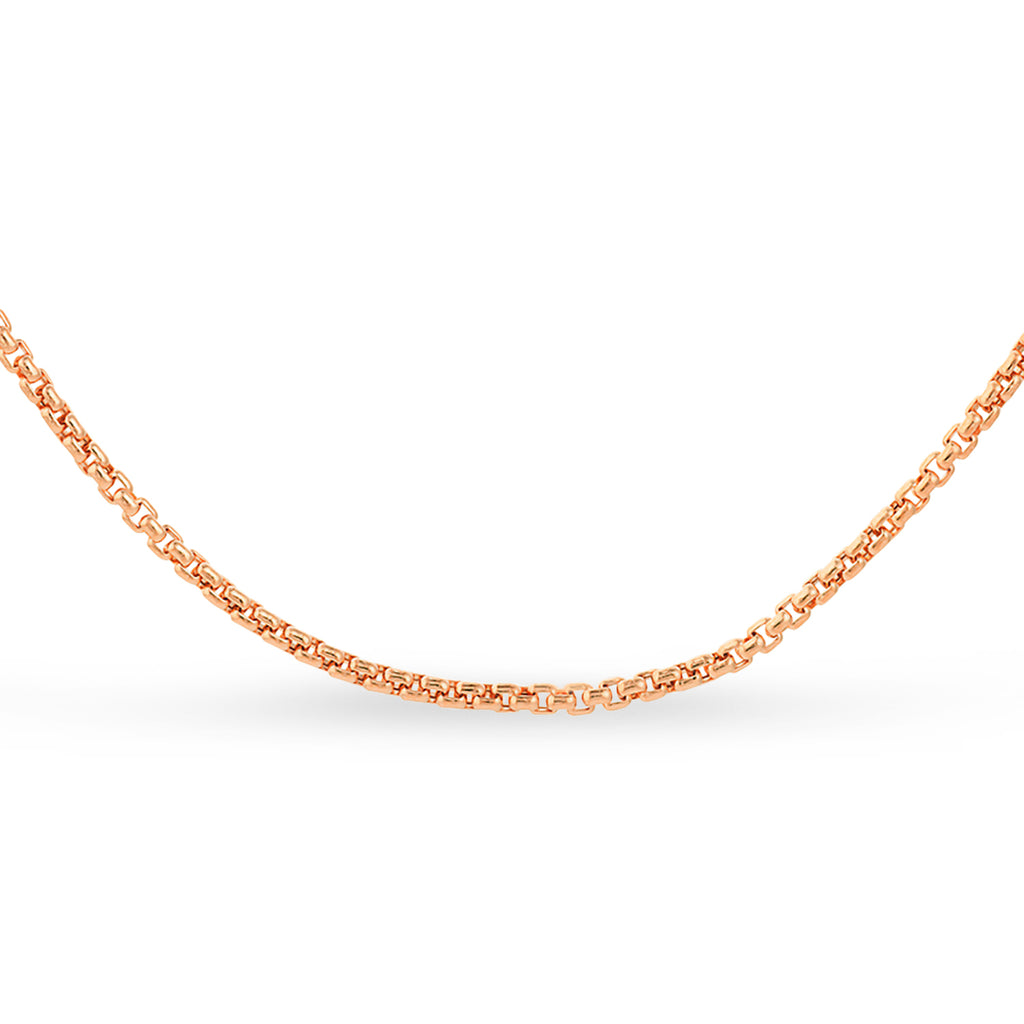 Round Box Chain Necklace 14k Rose Gold