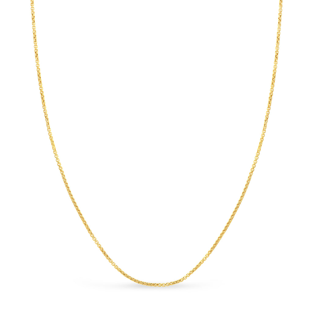 Round Box Chain Necklace 14k Yellow Gold
