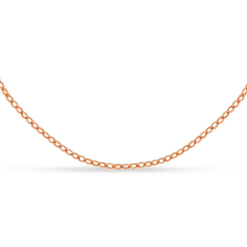 Designer Rolo Chain Necklace 14k Rose Gold
