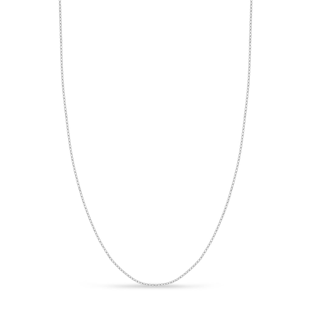 Designer Rolo Chain Necklace 14k White Gold