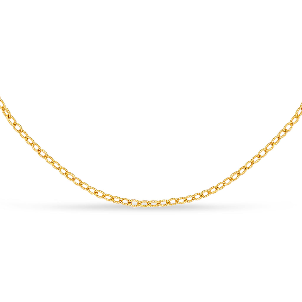Designer Rolo Chain Necklace 14k Yellow Gold