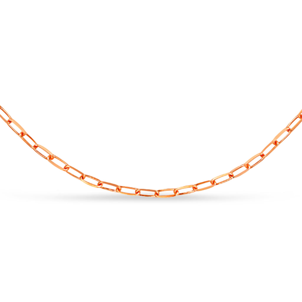 Paperclip Link Chain Necklace With Lobster Lock 14k Rose Gold