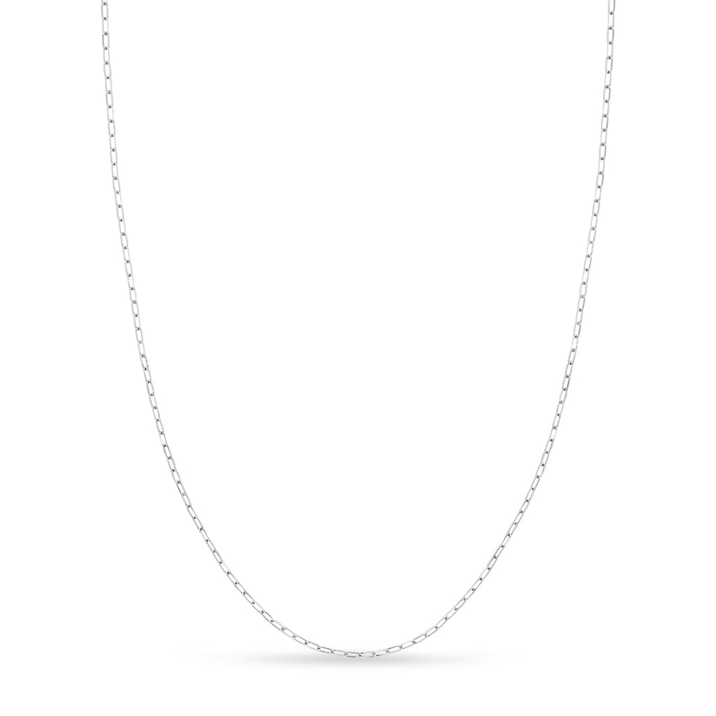Paperclip Link Chain Necklace With Lobster Lock 14k White Gold
