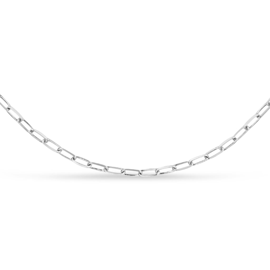 Paperclip Link Chain Necklace With Lobster Lock 14k White Gold