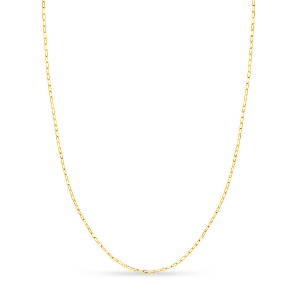 Paperclip Link Chain Necklace With Lobster Lock 14k Yellow Gold