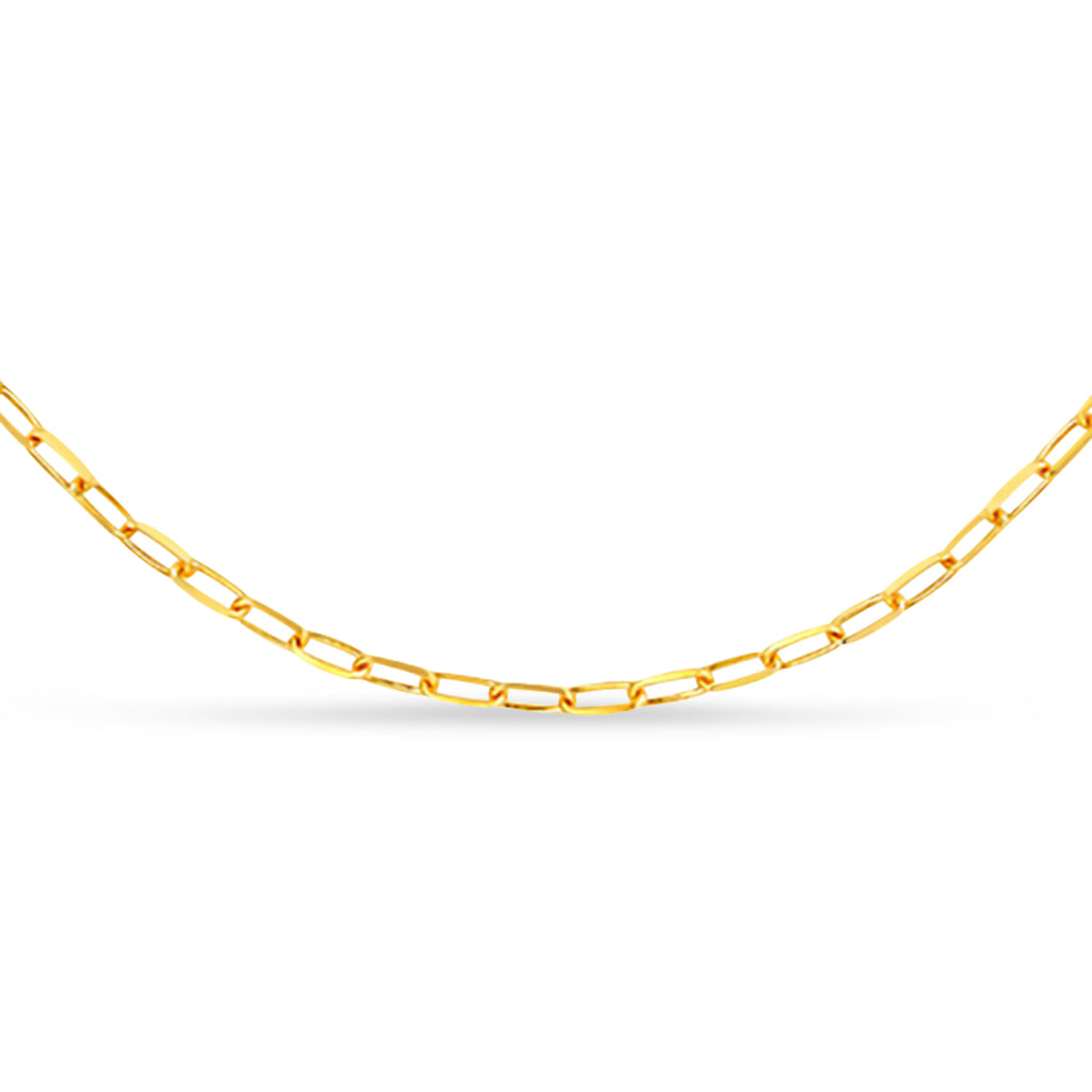 Paperclip Link Chain Necklace With Lobster Lock 14k Yellow Gold