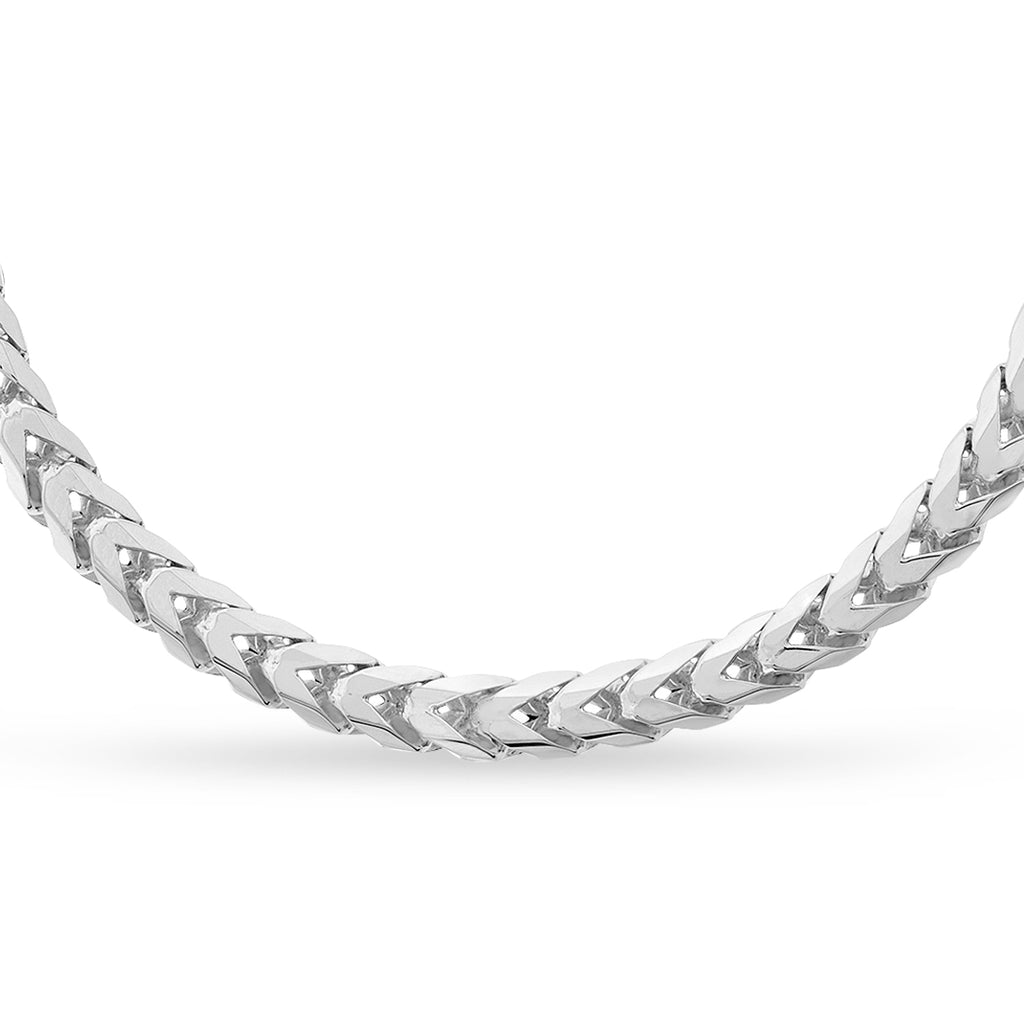 Large Franco Chain Necklace With Lobster Lock 14k White Gold