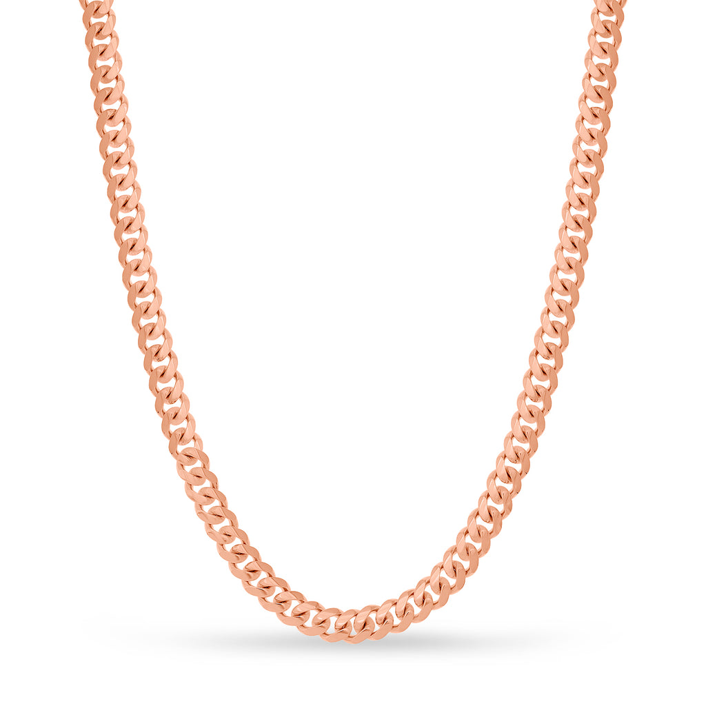 Large Miami Cuban Chain Necklace 14k Rose Gold