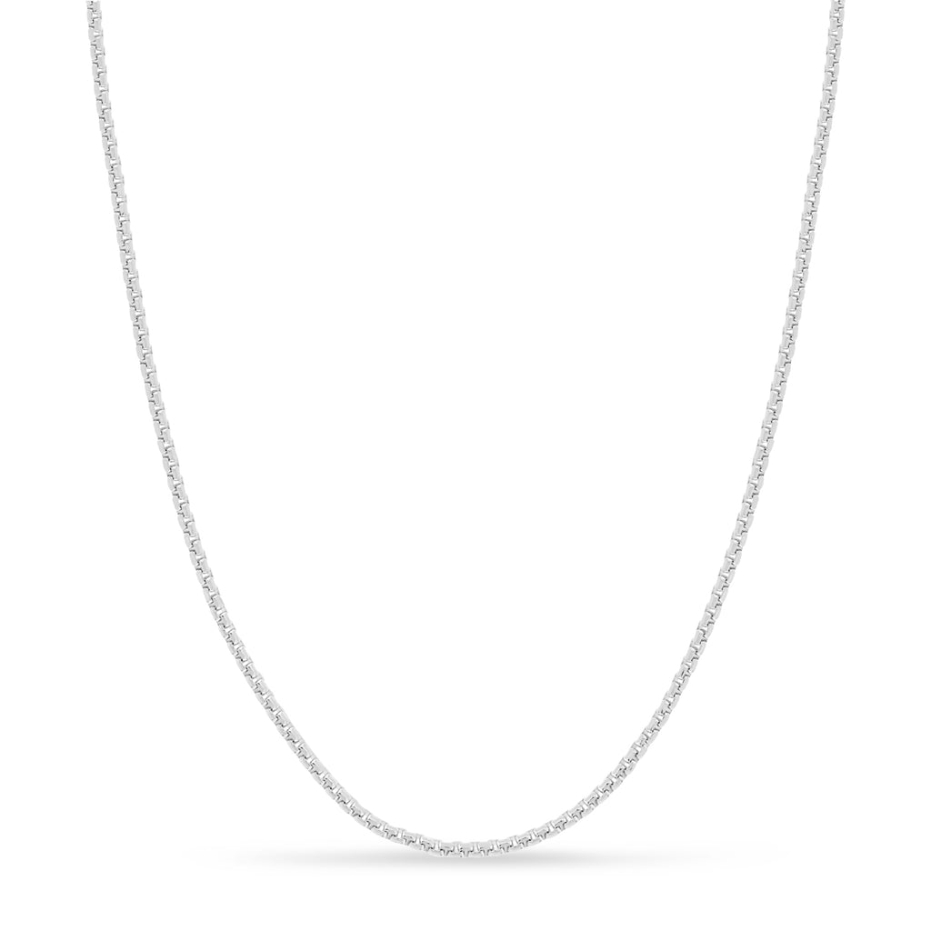 Large Round Box Chain Necklace 14k White Gold