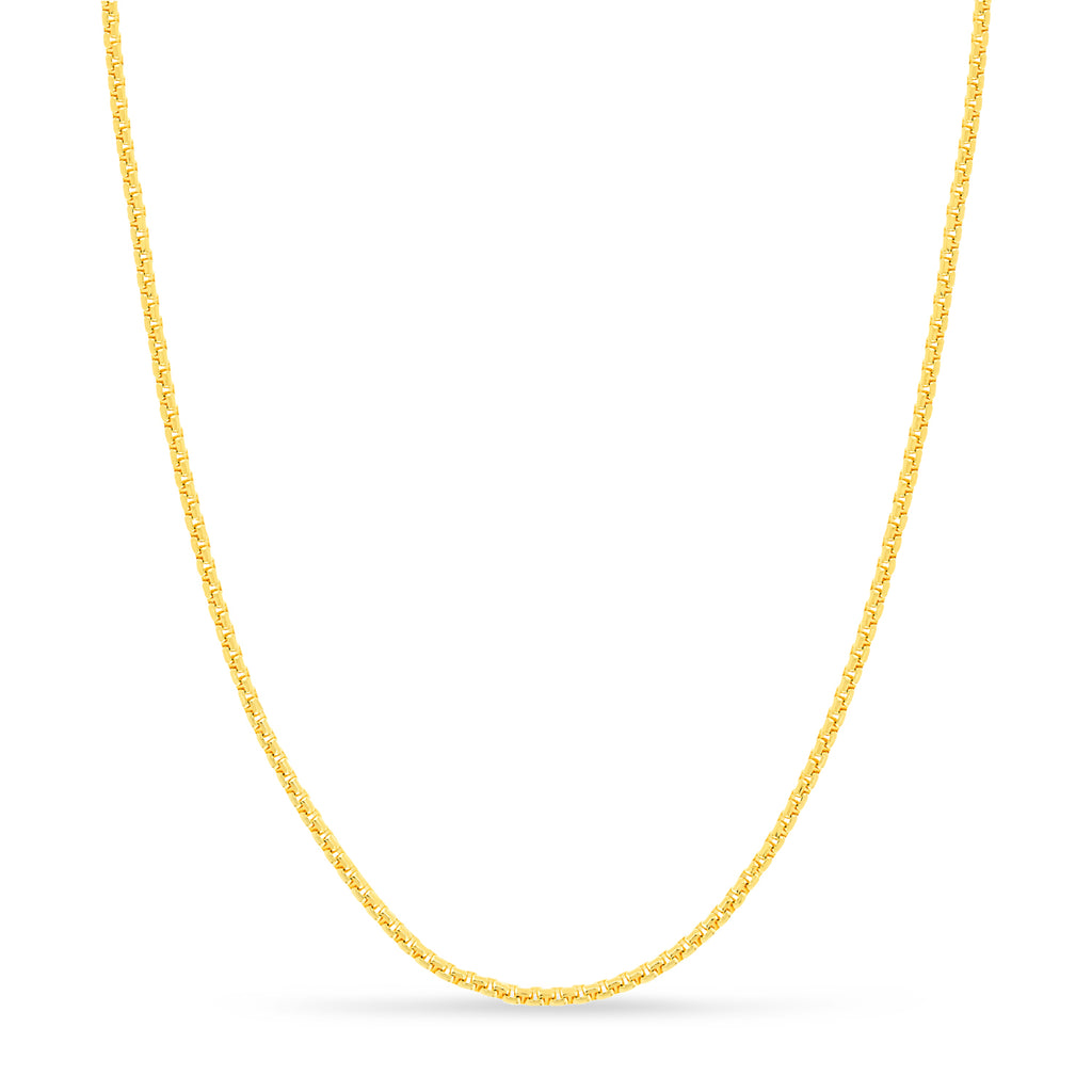 Large Round Box Chain Necklace 14k Yellow Gold