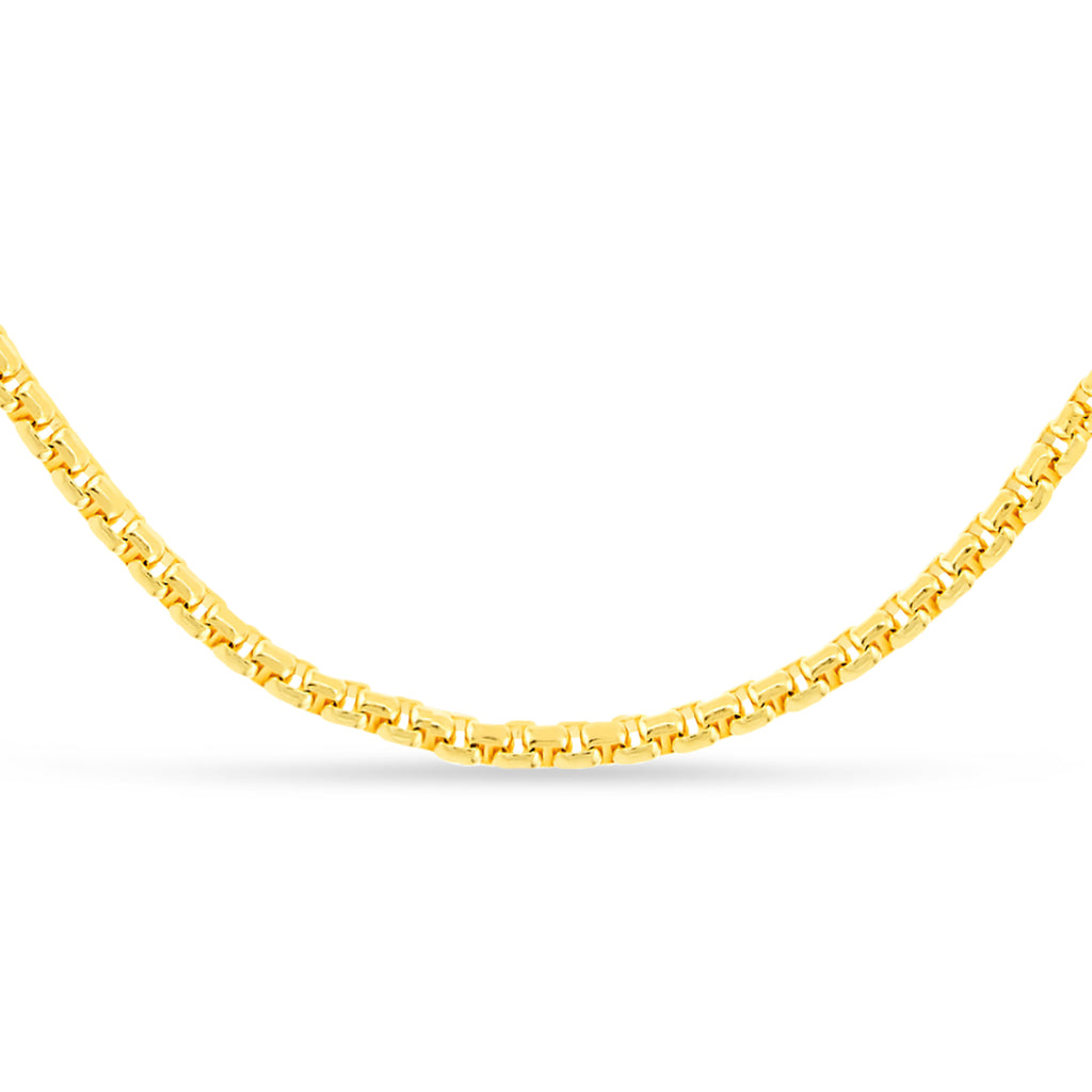 Large Round Box Chain Necklace 14k Yellow Gold
