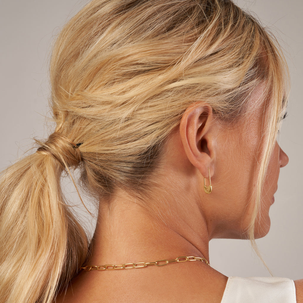 Large Paperclip Link Chain Necklace With Lobster Lock 14k Yellow Gold