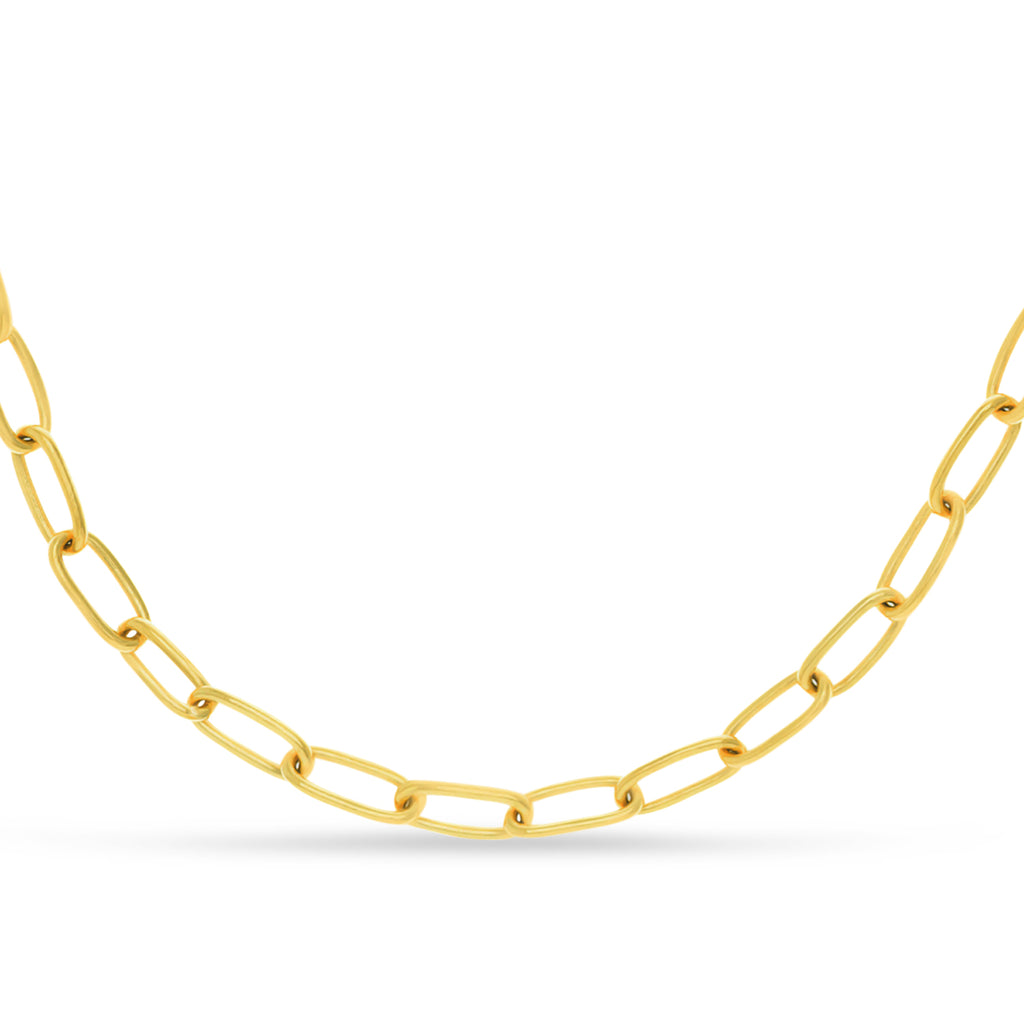 Large Paperclip Link Chain Necklace With Lobster Lock 14k Yellow Gold