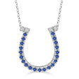 Sapphire & Diamond Horseshoe Pendant Necklace 14k White Gold (0.25ct)