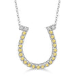 Fancy Yellow Canary Diamond Horseshoe Pendant Necklace 14k White Gold
