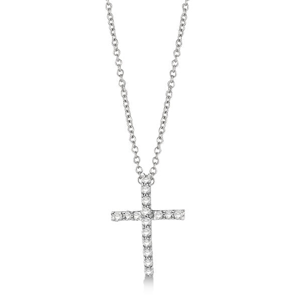 Diamond Cross Pendant Necklace in 14k White Gold (0.25ct)