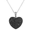 Black Diamond Puffed Heart Pendant in 14k White Gold (1.30ctw)