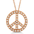 Lab Grown Diamond Peace Sign Pendant Necklace 14k Rose Gold (0.50ct)