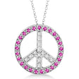Diamond & Pink Sapphire Peace Pendant Necklace 14k White Gold 0.92ct
