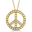 Lab Diamond Peace Sign Pendant Necklace 14k Yellow Gold (0.50ct)