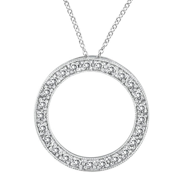 Diamond Circle Pendant Necklace in 14k White Gold (0.53 ctw)