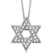 Jewish Star of David Diamond Pendant Necklace 14k White Gold (0.35ct)