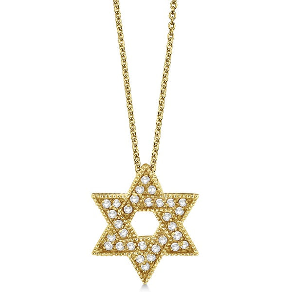 Jewish Star of David Diamond Pendant Necklace 14k Yellow Gold (0.35ct)