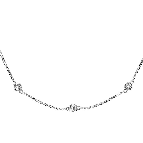 Moissanite Station Necklace Bezel-Set in 14k White Gold (0.50 ctw)