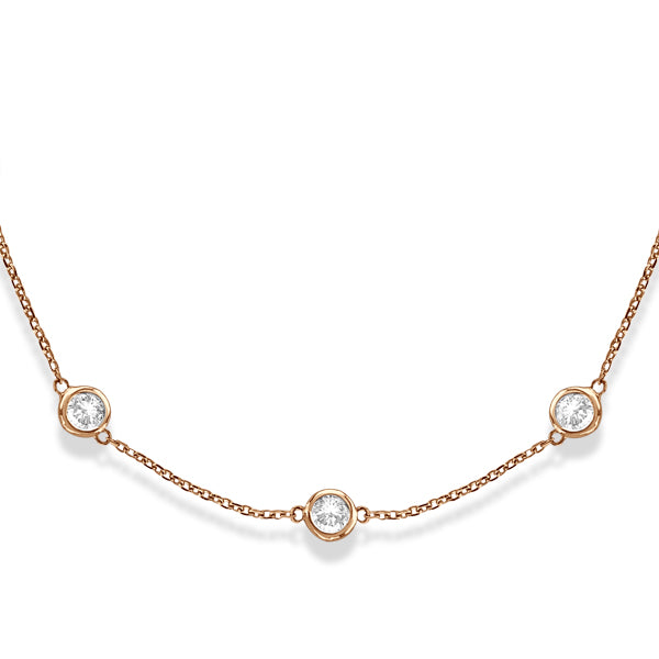 Diamond Station Necklace Bezel-Set in 14k Rose Gold (3.00ct)