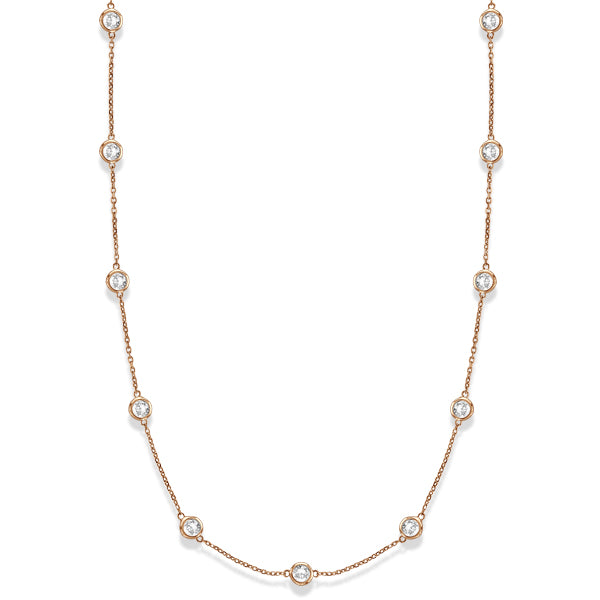 Lab Grown Diamonds By The Yard Station Necklace 14k Rose Gold (3.00ct)