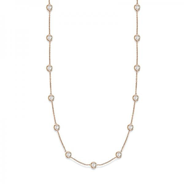 36 Inch Long Lab Diamond Station Necklace Strand 14k Rose Gold (8.00ct)