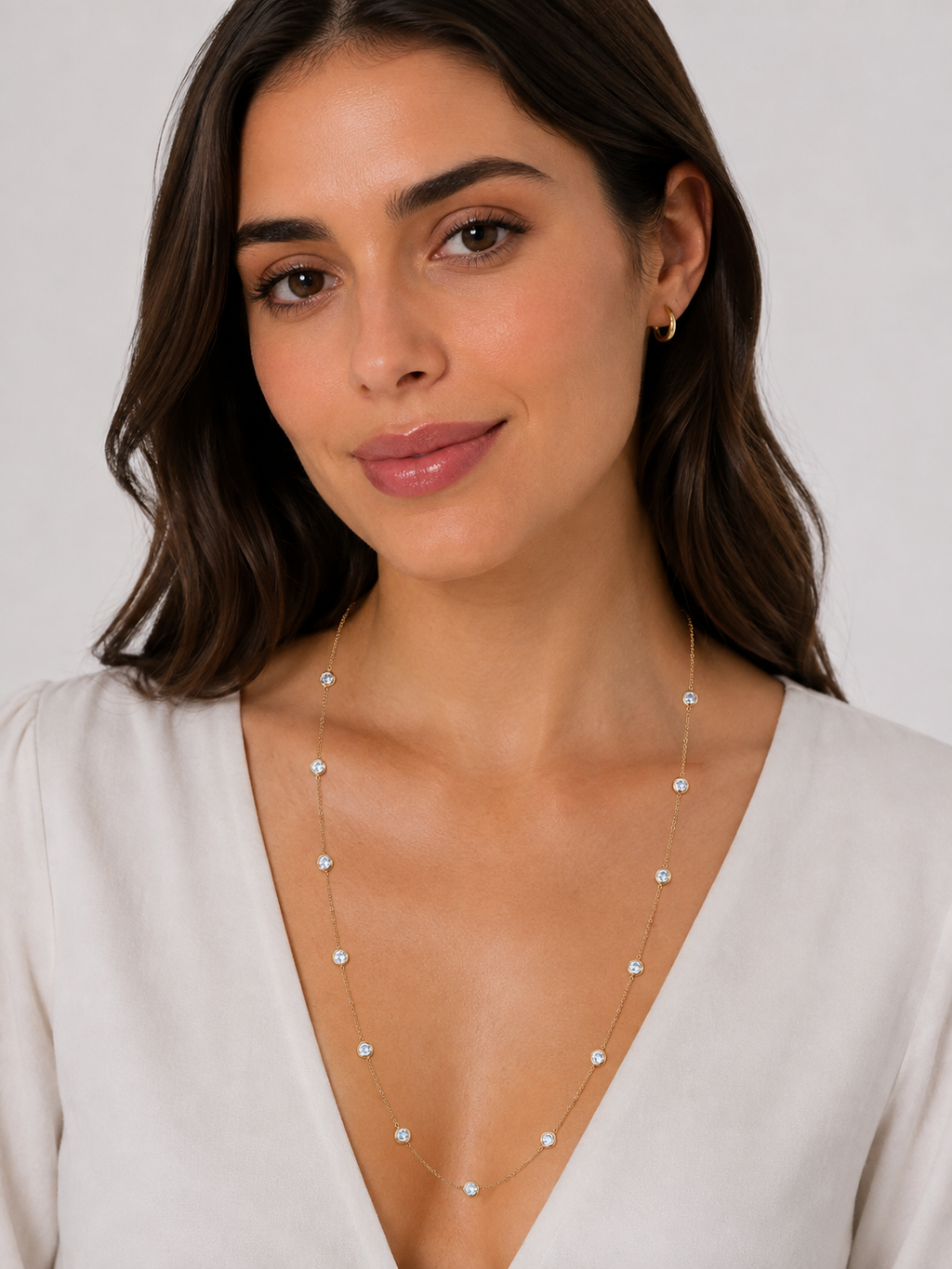 36 Inch Long Lab Diamond Station Necklace Strand 14k Rose Gold (8.00ct)