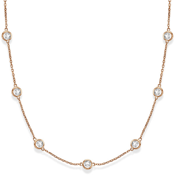 Lab Grown Diamonds By The Yard Station Necklace 14k Rose Gold (5.00ct)