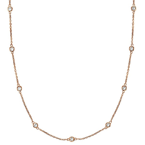Lab Grown Diamonds By The Yard Station Necklace 14k Rose Gold (1.50 ctw)
