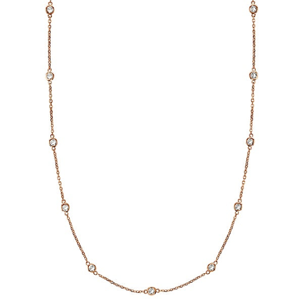 Lab Grown Diamonds By The Yard Station Necklace 14k Rose Gold (2.00 ctw)
