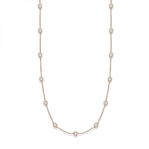 36 inch Long Lab Diamond Station Necklace Strand 14k Rose Gold (2.00ct)