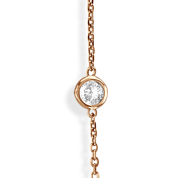 36 inch Long Lab Diamond Station Necklace Strand 14k Rose Gold (2.00ct)