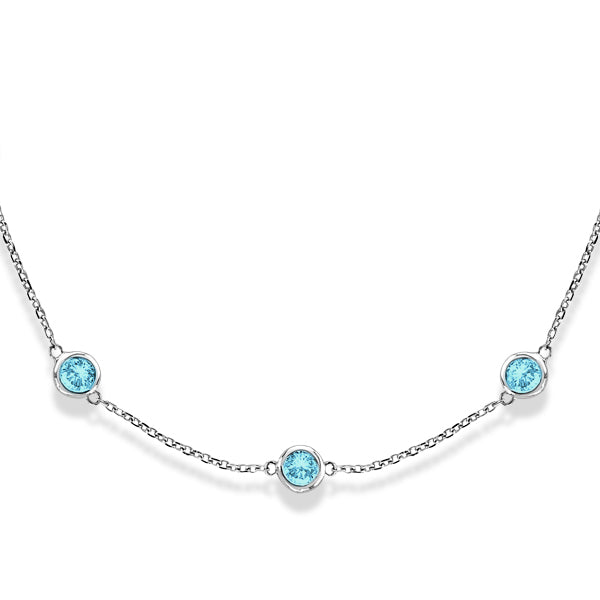 Aquamarines Gemstones by The Yard Station Necklace 14k W. Gold 2.25ct