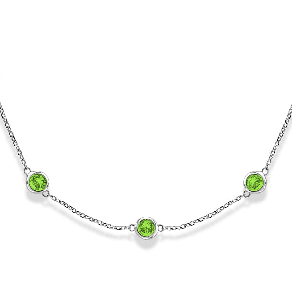 Peridots by The Yard Bezel Station Necklace in 14k White Gold 2.25ct