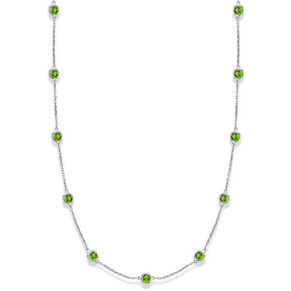 Peridots by The Yard Bezel Station Necklace in 14k White Gold 2.25ct